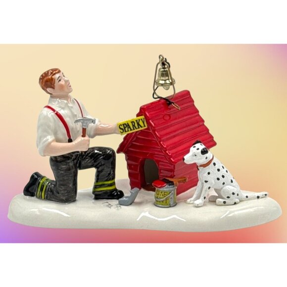 Department 56 Other - Department 56 Snow Village Sparky's New Doghouse Dalmatian Fire House No. 4 Xmas